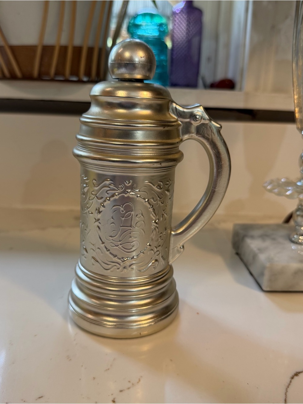 Vintage Avon Silver stein after shave decanter